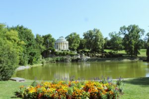 Gazebo across a lake in Eisenstadt, Austria